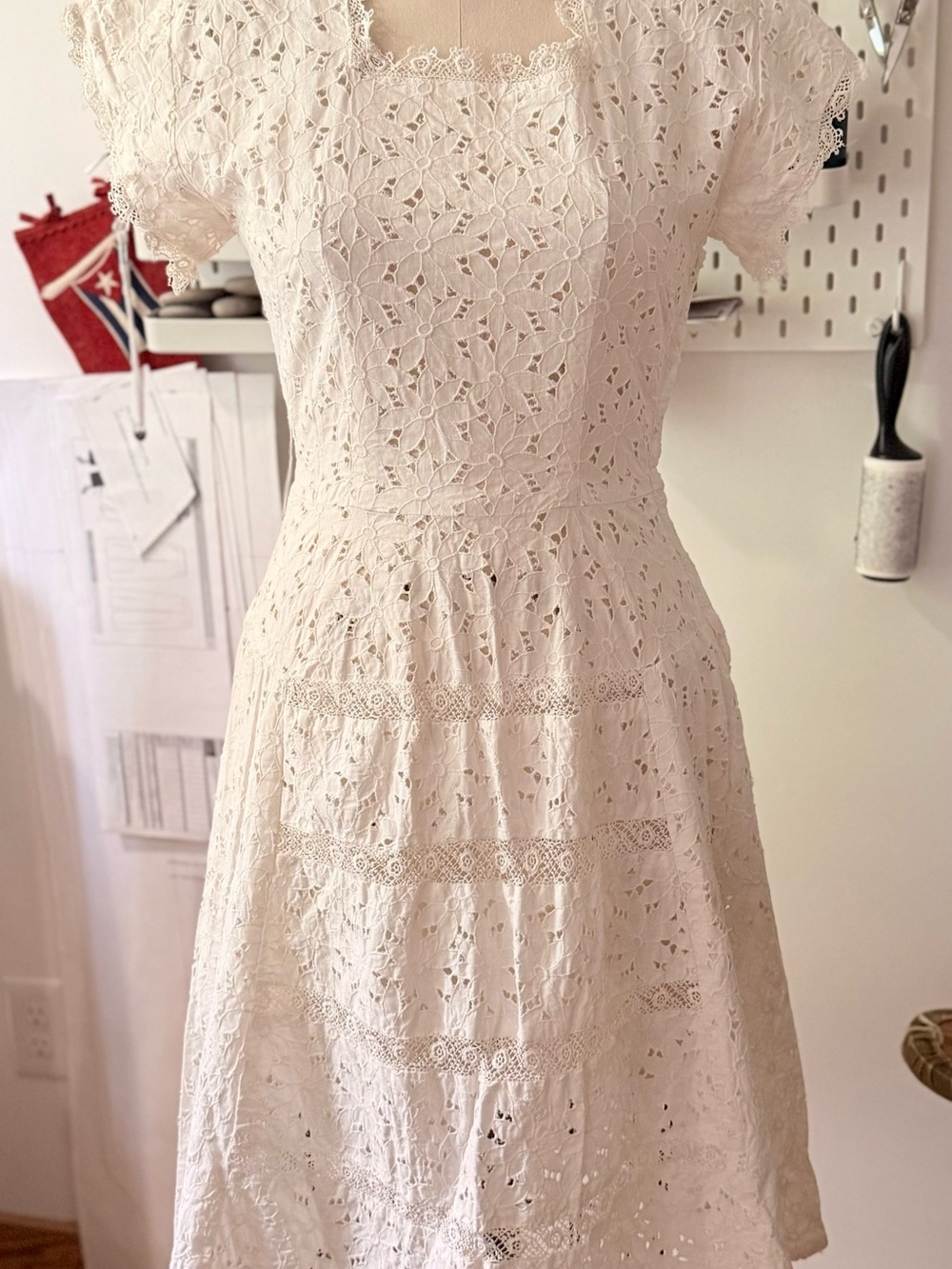 1940’s White Eyelet Lace Dress